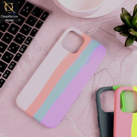 iPhone 12 Pro Max Cover - White - Rainbow Series Ziggy Line Pattern Soft Silicone Case