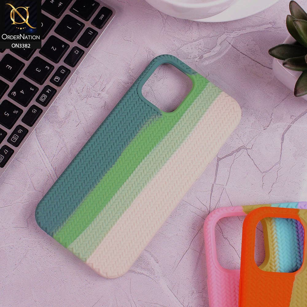 iPhone 13 Cover - Green - Rainbow Series Ziggy Line Pattern Soft Silicone Case