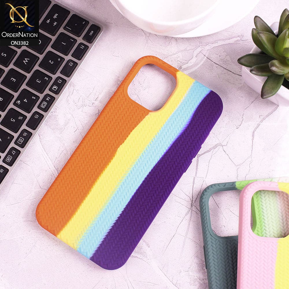 iPhone 13 Cover - Orange - Rainbow Series Ziggy Line Pattern Soft Silicone Case