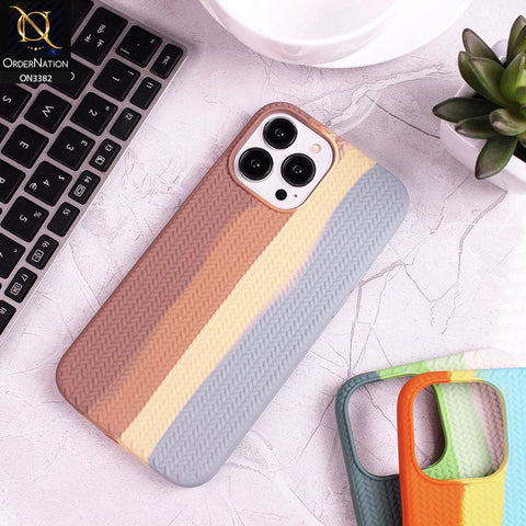 iPhone 13 Pro Cover - Brown - Rainbow Series Ziggy Line Pattern Soft Silicone Case