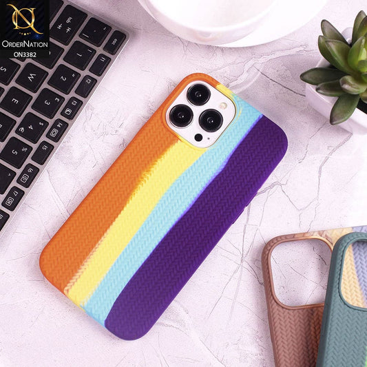 iPhone 13 Pro Max Cover - Orange - Rainbow Series Ziggy Line Pattern Soft Silicone Case