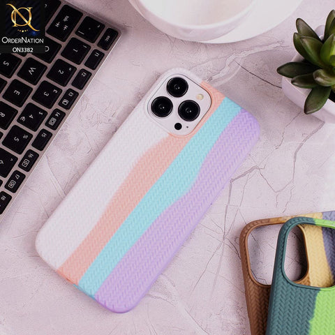 iPhone 13 Pro Max Cover - White - Rainbow Series Ziggy Line Pattern Soft Silicone Case