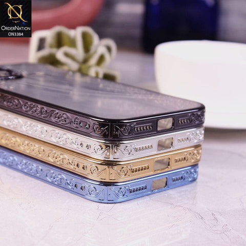 iPhone 12 Pro Max Cover - Golden - New Electroplated Shiny Borders Soft TPU Camera Protection Clear Case