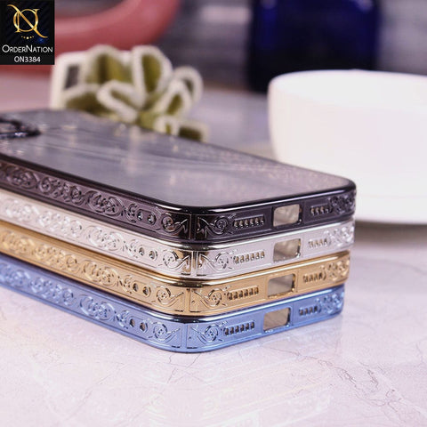 Samsung Galaxy A12 Cover - Silver - New Electroplated Shiny Borders Soft TPU Camera Protection Clear Case