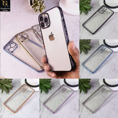 Samsung Galaxy A12 Cover - Silver - New Electroplated Shiny Borders Soft TPU Camera Protection Clear Case