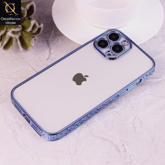 iPhone 13 Pro Cover - Sierra Blue - New Electroplated Shiny Borders Soft TPU Camera Protection Clear Case
