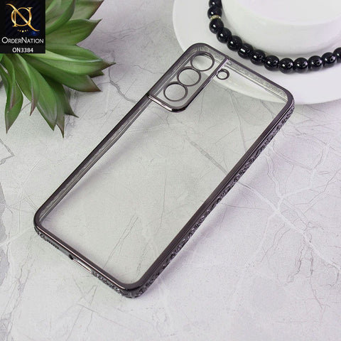 Samsung Galaxy S21 FE 5G Cover - Black - New Electroplated Shiny Borders Soft TPU Camera Protection Clear Case