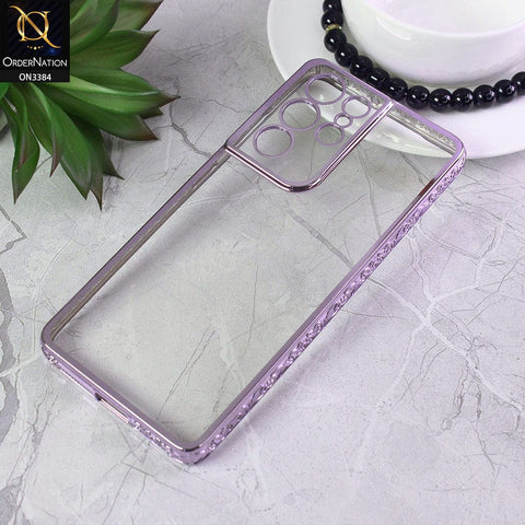Samsung Galaxy S21 Ultra 5G Cover - Purple - New Electroplated Shiny Borders Soft TPU Camera Protection Clear Case
