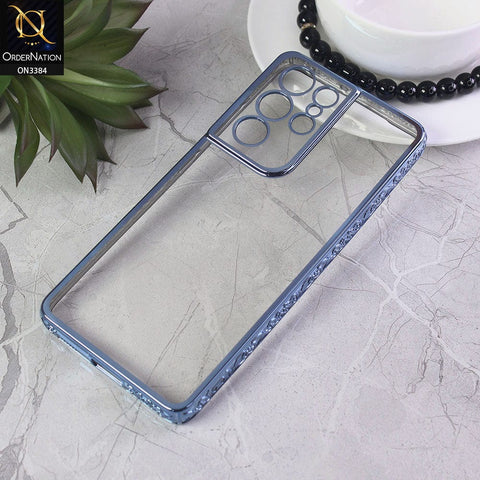 Samsung Galaxy S21 Ultra 5G Cover - Sierra Blue - New Electroplated Shiny Borders Soft TPU Camera Protection Clear Case