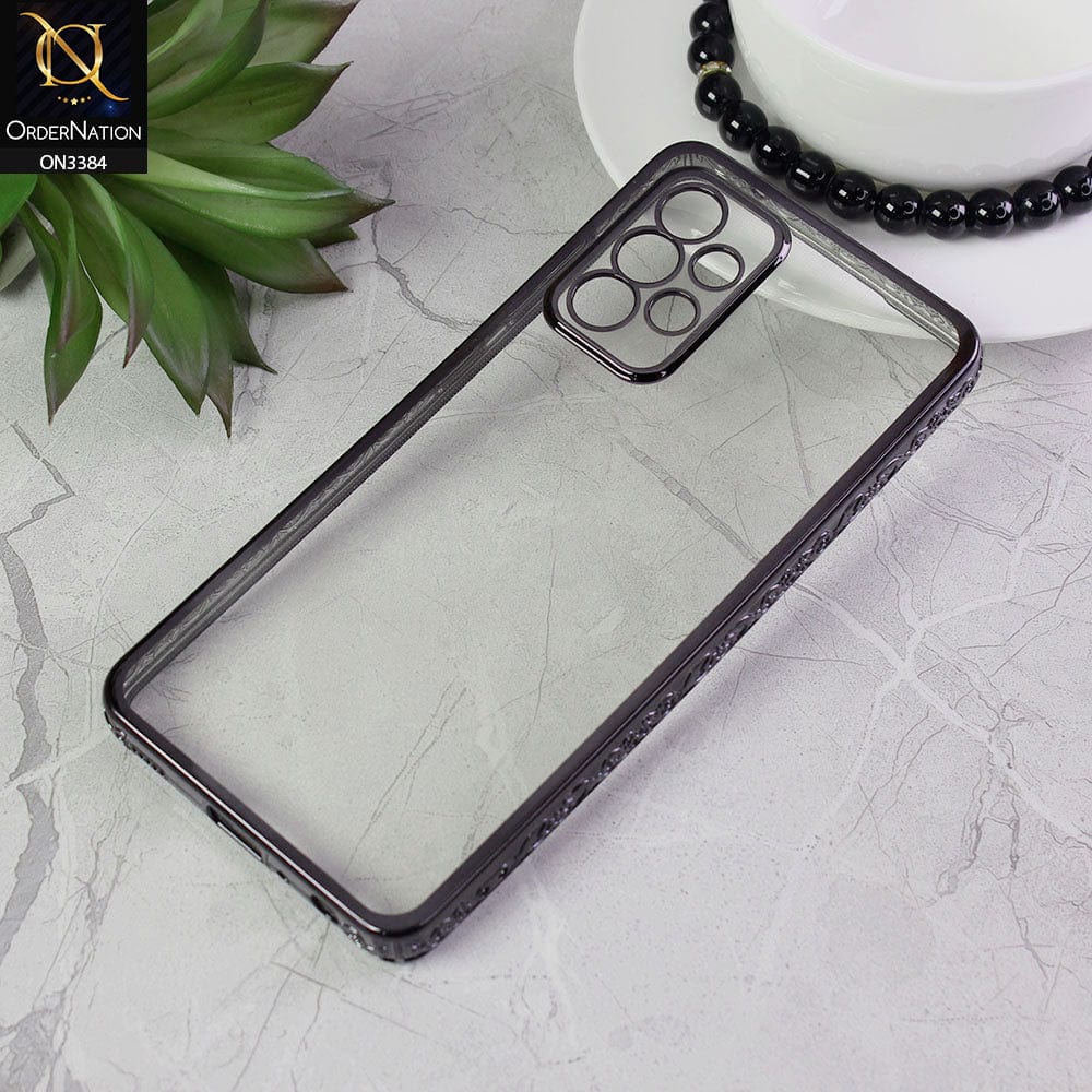 Samsung Galaxy A32 Cover - Black - New Electroplated Shiny Borders Soft TPU Camera Protection Clear Case
