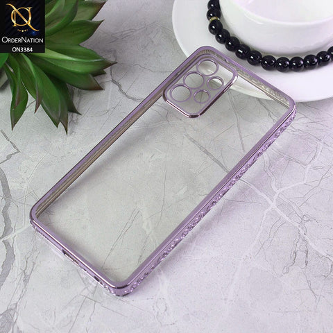 Samsung Galaxy A52 Cover - Purple - New Electroplated Shiny Borders Soft TPU Camera Protection Clear Case