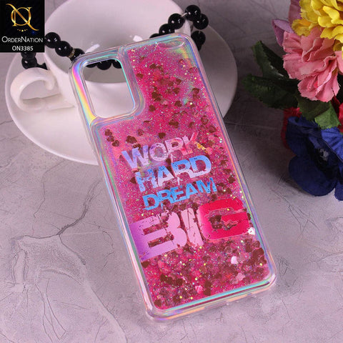 Samsung Galaxy M02s Cover - Design2 - Trendy Heart Shape Moving Liquid Glitter Shine Soft Borders Case