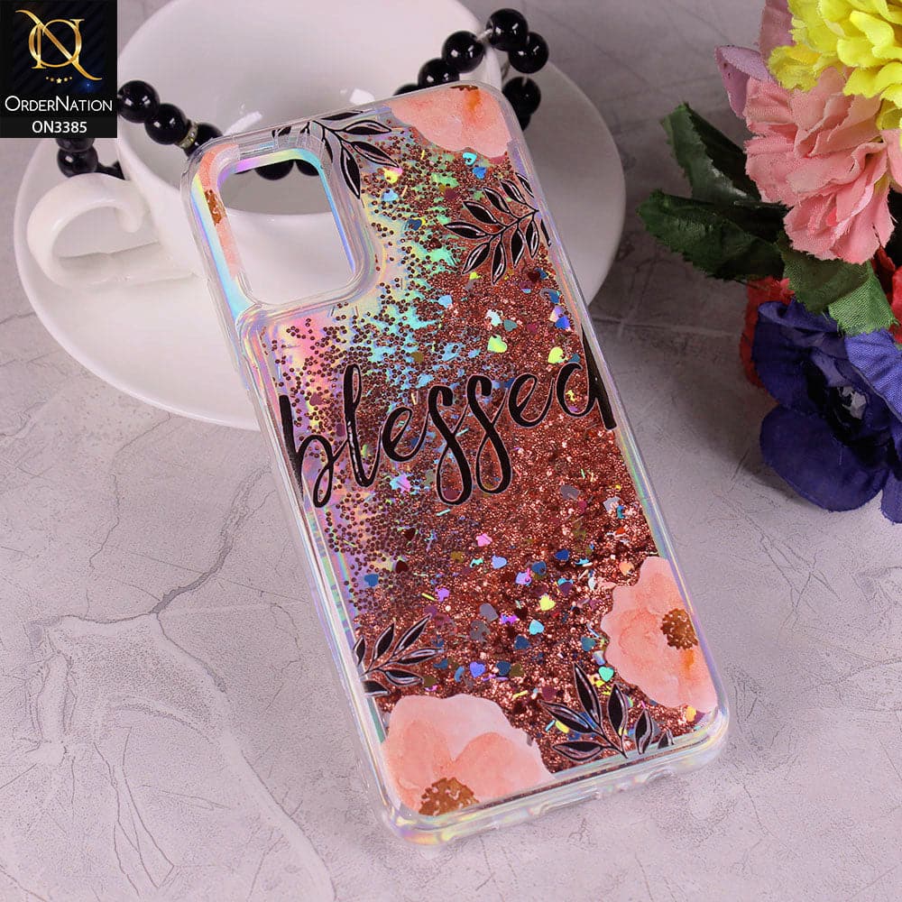 Samsung Galaxy A03s Cover - Design5 - Trendy Heart Shape Moving Liquid Glitter Shine Soft Borders Case