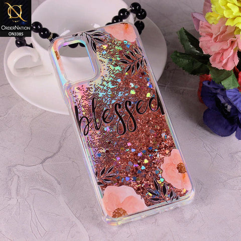 Samsung Galaxy A02s Cover - Design5 - Trendy Heart Shape Moving Liquid Glitter Shine Soft Borders Case
