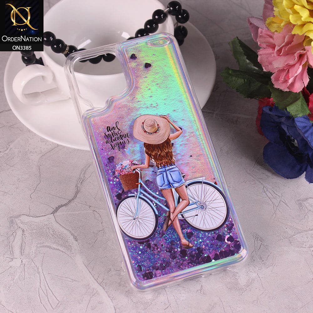 Samsung Galaxy M22 Cover - Design4 - Trendy Heart Shape Moving Liquid Glitter Shine Soft Borders Case
