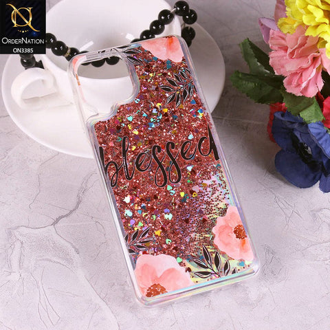 Samsung Galaxy M22 Cover - Design5 - Trendy Heart Shape Moving Liquid Glitter Shine Soft Borders Case