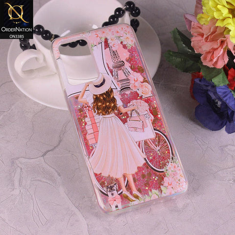 Oppo A16 Cover - Design3 - Trendy Heart Shape Moving Liquid Glitter Shine Soft Borders Case