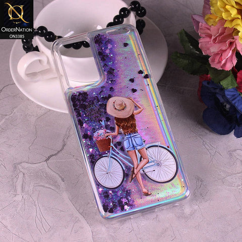Oppo A16 Cover - Design4 - Trendy Heart Shape Moving Liquid Glitter Shine Soft Borders Case