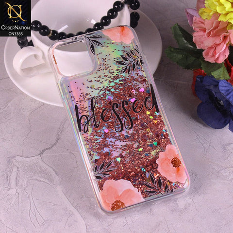 iPhone 11 Pro Cover - Design5 - Trendy Heart Shape Moving Liquid Glitter Shine Soft Borders Case