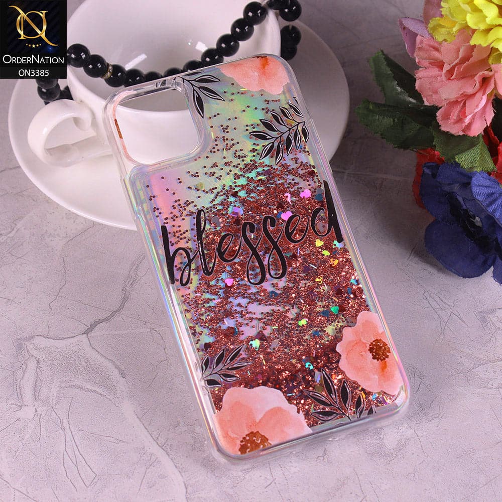 iPhone 11 Pro Max Cover - Design5 - Trendy Heart Shape Moving Liquid Glitter Shine Soft Borders Case