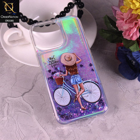iPhone 13 Cover - Design4 - Trendy Heart Shape Moving Liquid Glitter Shine Soft Borders Case