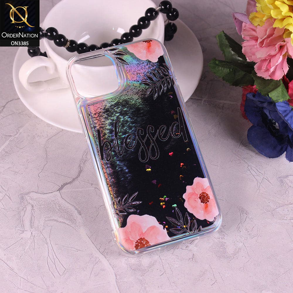 iPhone 13 Cover - Design9 - Trendy Heart Shape Moving Liquid Glitter Shine Soft Borders Case