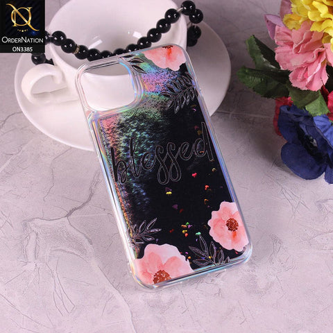 iPhone 13 Cover - Design9 - Trendy Heart Shape Moving Liquid Glitter Shine Soft Borders Case