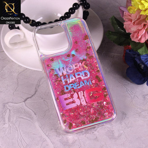 iPhone 13 Pro Cover - Design2 - Trendy Heart Shape Moving Liquid Glitter Shine Soft Borders Case