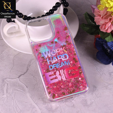 iPhone 13 Pro Max Cover - Design2 - Trendy Heart Shape Moving Liquid Glitter Shine Soft Borders Case