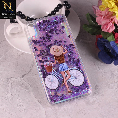 iPhone XS Max Cover - Design4 - Trendy Heart Shape Moving Liquid Glitter Shine Soft Borders Case