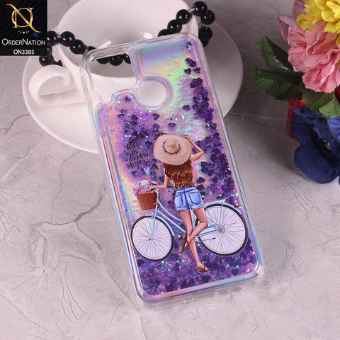 Realme C15 Cover - Design4 - Trendy Heart Shape Moving Liquid Glitter Shine Soft Borders Case