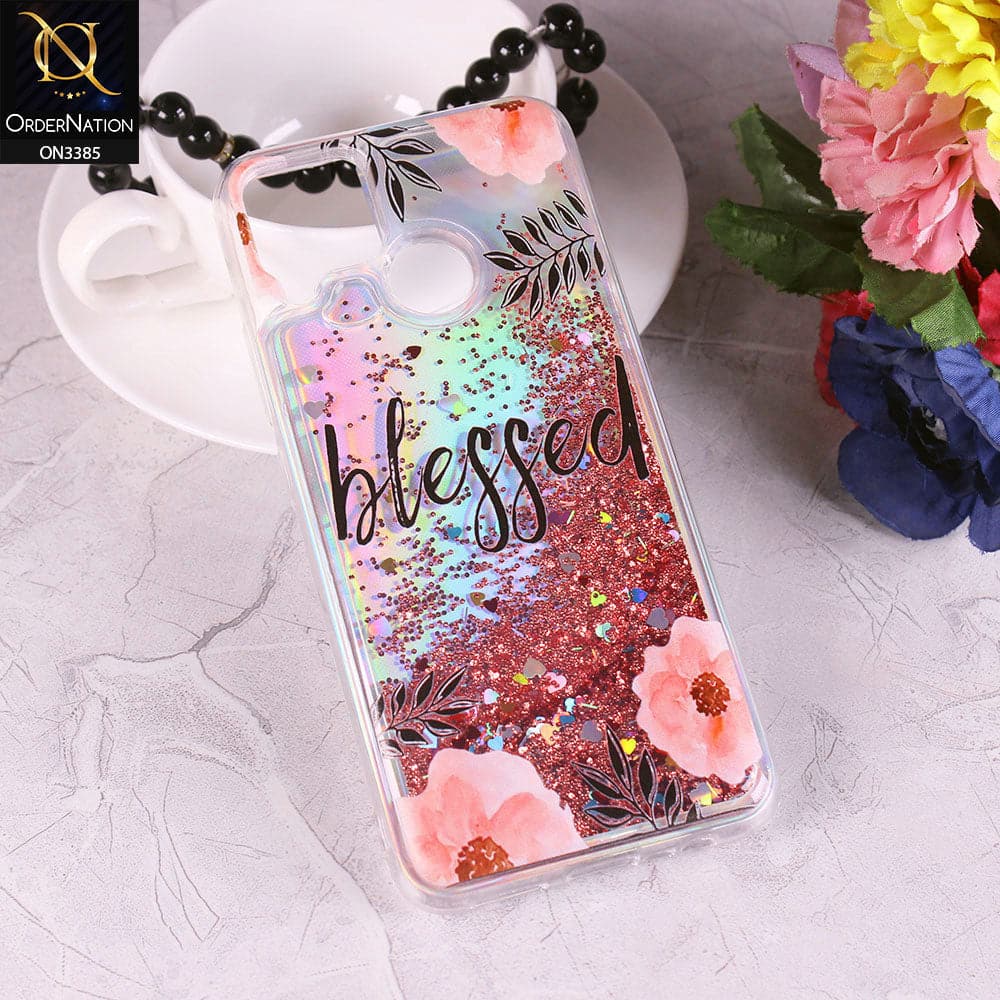 Realme C15 Cover - Design5 - Trendy Heart Shape Moving Liquid Glitter Shine Soft Borders Case