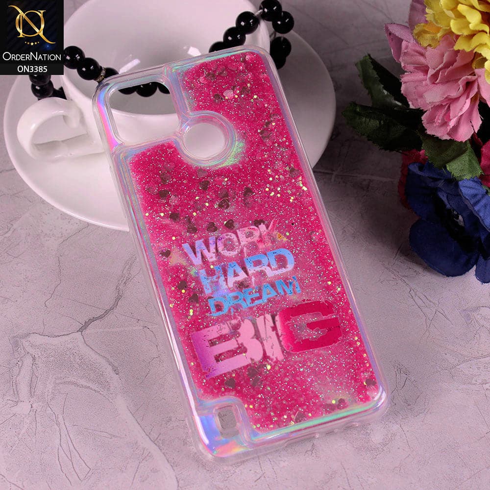 Realme C25Y Cover - Design2 - Trendy Heart Shape Moving Liquid Glitter Shine Soft Borders Case