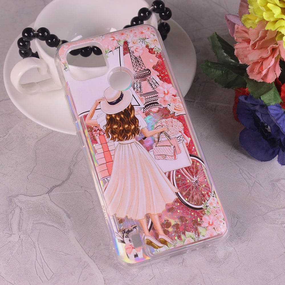 Realme C21Y Cover - Design3 - Trendy Heart Shape Moving Liquid Glitter Shine Soft Borders Case