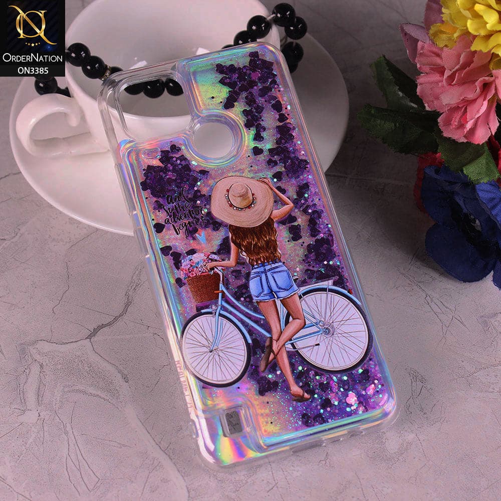 Realme C21Y Cover - Design4 - Trendy Heart Shape Moving Liquid Glitter Shine Soft Borders Case