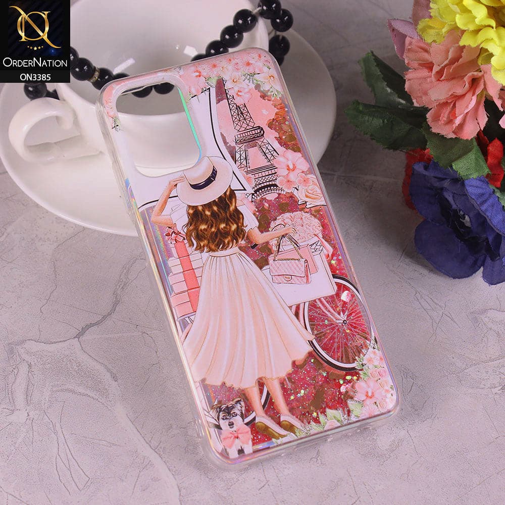 Xiaomi Redmi Note 10 4G Cover - Design3 - Trendy Heart Shape Moving Liquid Glitter Shine Soft Borders Case