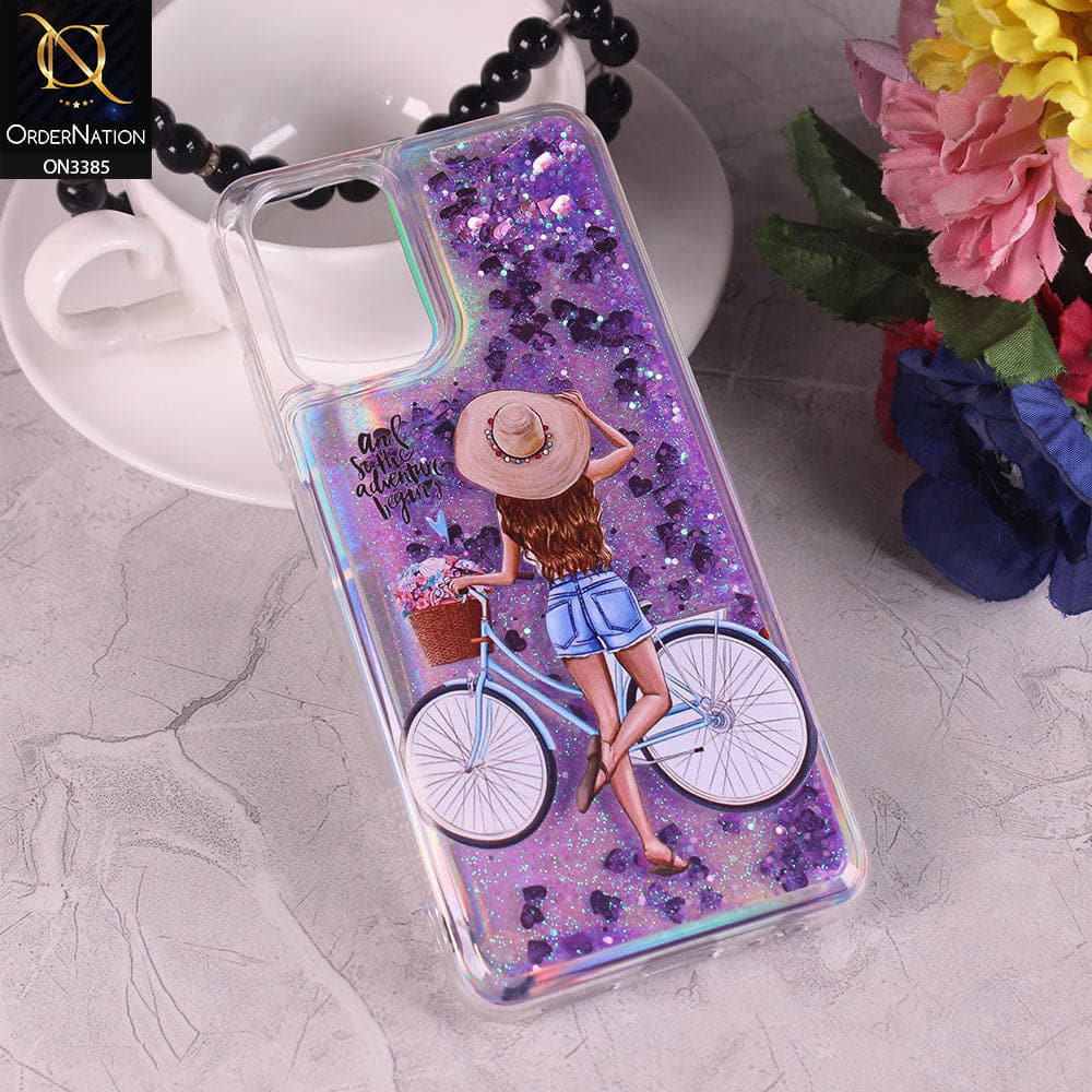 Xiaomi Redmi Note 10S Cover - Design4 - Trendy Heart Shape Moving Liquid Glitter Shine Soft Borders Case