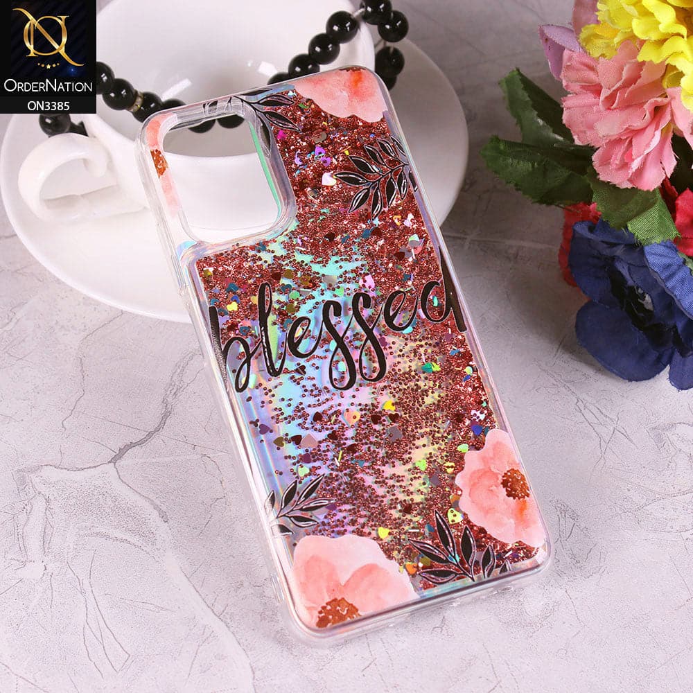 Xiaomi Redmi Note 10S Cover - Design5 - Trendy Heart Shape Moving Liquid Glitter Shine Soft Borders Case