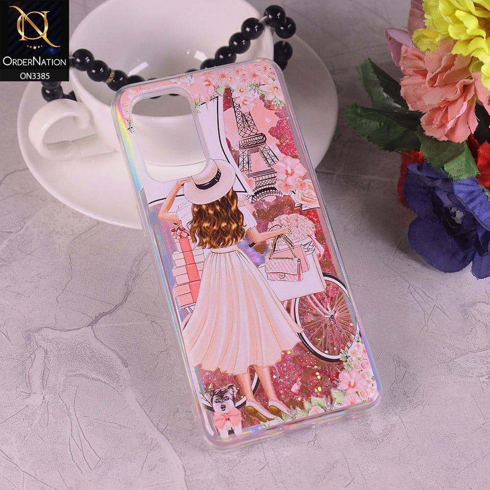 Oppo Reno 6 Cover - Design3 - Trendy Heart Shape Moving Liquid Glitter Shine Soft Borders Case