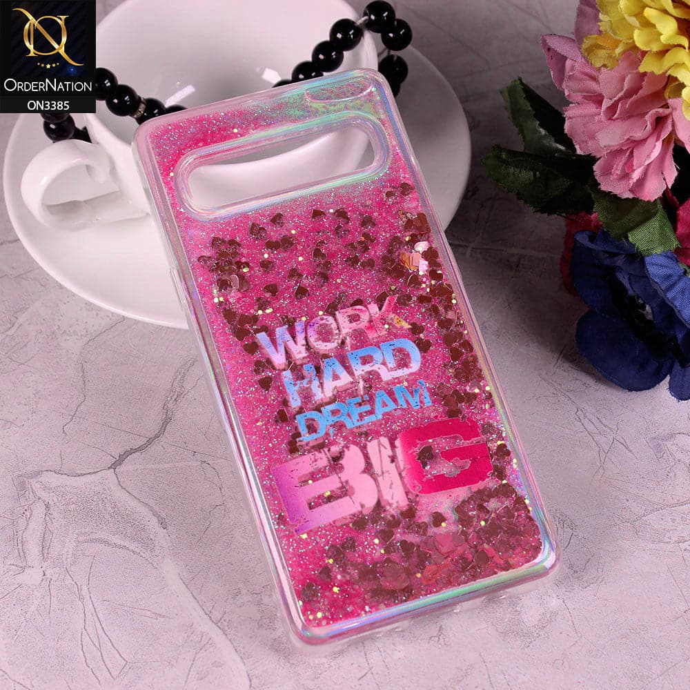 Samsung Galaxy S10 5G Cover - Design2 - Trendy Heart Shape Moving Liquid Glitter Shine Soft Borders Case