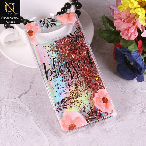 Samsung Galaxy S10 5G Cover - Design5 - Trendy Heart Shape Moving Liquid Glitter Shine Soft Borders Case