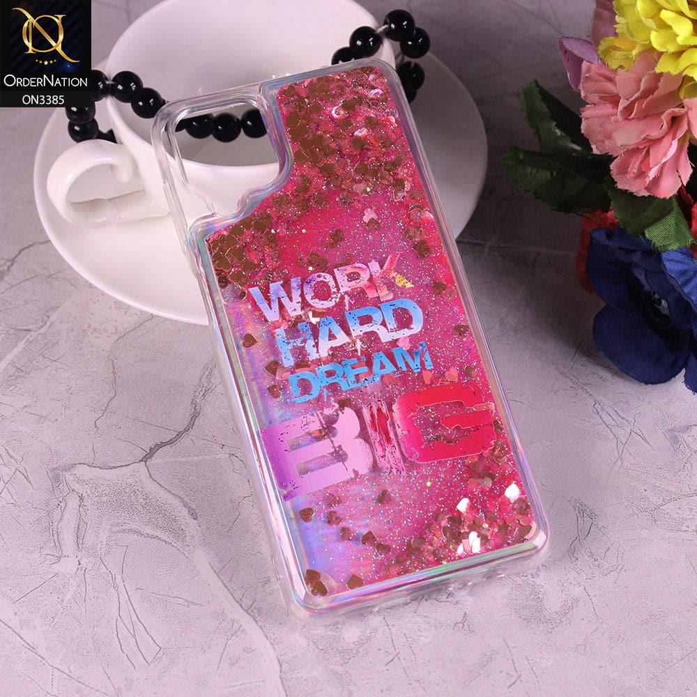 Samsung Galaxy A12 Cover - Design2 - Trendy Heart Shape Moving Liquid Glitter Shine Soft Borders Case