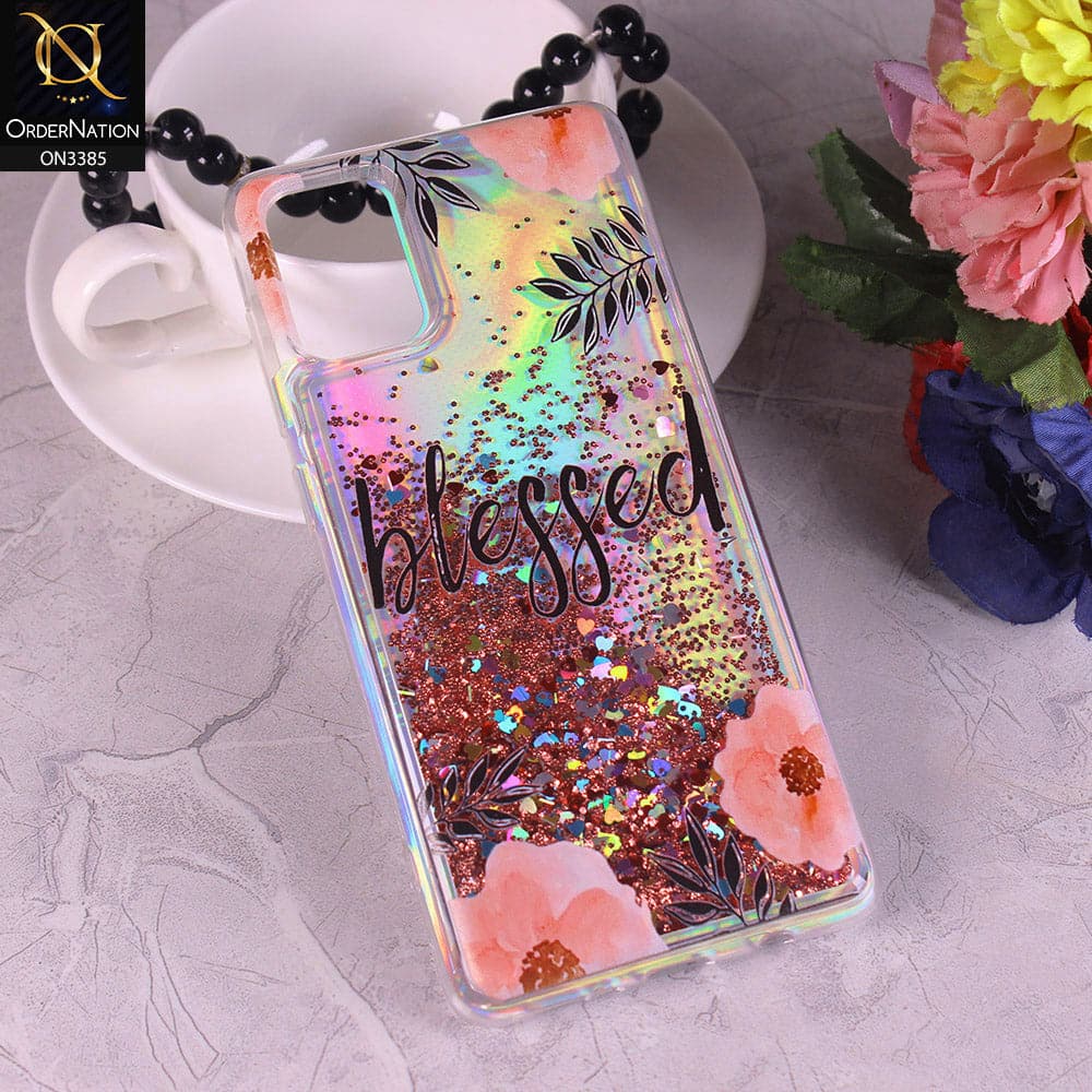 Samsung Galaxy A31 Cover - Design5 - Trendy Heart Shape Moving Liquid Glitter Shine Soft Borders Case
