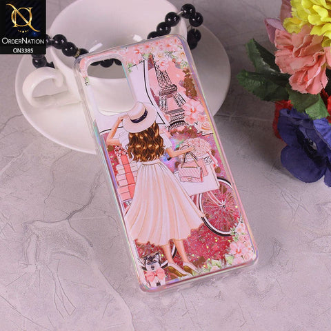 Samsung Galaxy A32 Cover - Design3 - Trendy Heart Shape Moving Liquid Glitter Shine Soft Borders Case