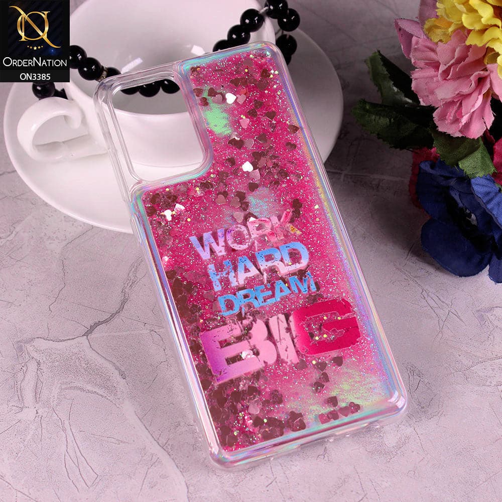 Samsung Galaxy A72 Cover - Design2 - Trendy Heart Shape Moving Liquid Glitter Shine Soft Borders Case