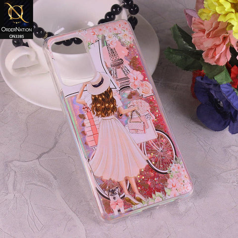 Oppo F19 Cover - Design3 - Trendy Heart Shape Moving Liquid Glitter Shine Soft Borders Case
