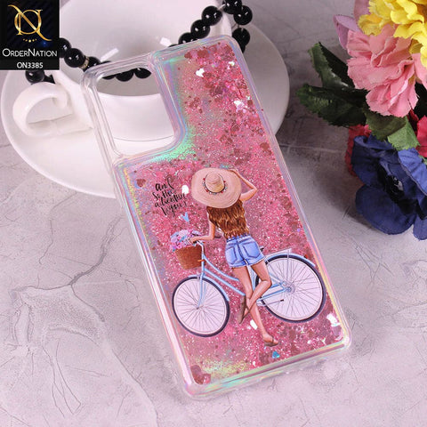 Samsung Galaxy A72 Cover - Design6 - Trendy Heart Shape Moving Liquid Glitter Shine Soft Borders Case