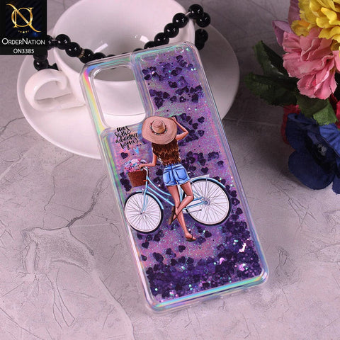 Vivo V21e Cover - Design4 - Trendy Heart Shape Moving Liquid Glitter Shine Soft Borders Case