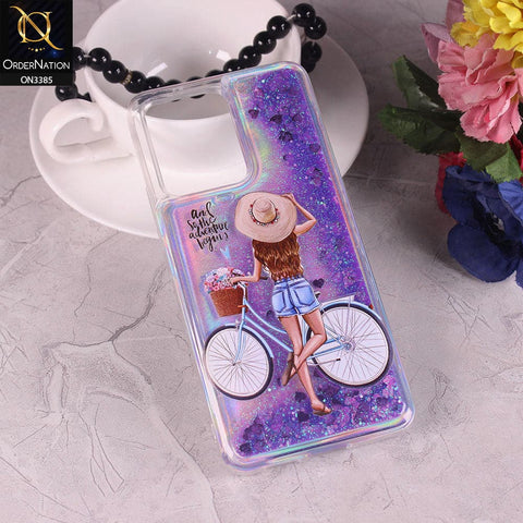 Vivo V23 5G Cover - Design4 - Trendy Heart Shape Moving Liquid Glitter Shine Soft Borders Case
