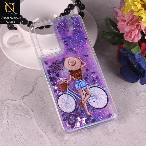 Vivo V23e Cover - Design4 - Trendy Heart Shape Moving Liquid Glitter Shine Soft Borders Case